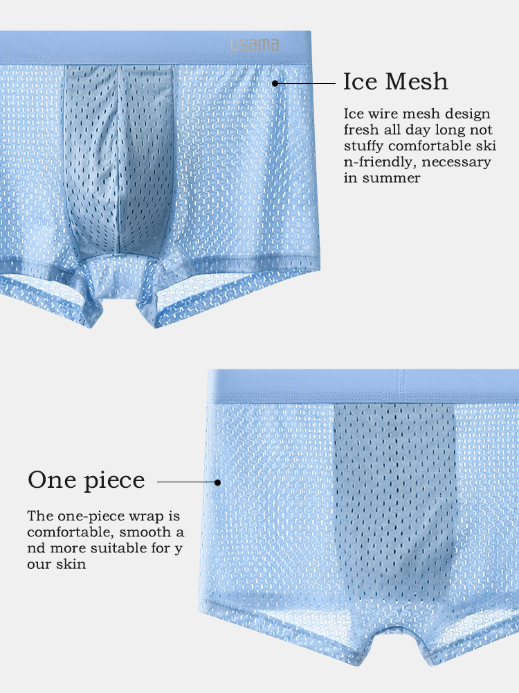 4 szt. Lodowy jedwab męskie bokserki Plus rozmiar fajna oddychająca bielizna Slim Fit seksowna siateczkowa bielizna hurtownia majtek 5001