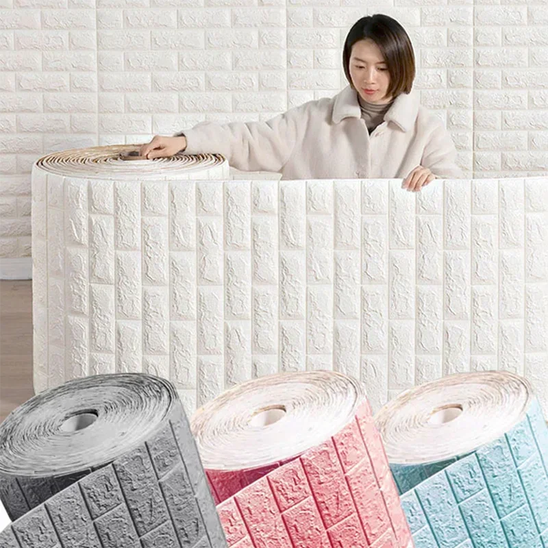 70 ซม.* 10 M 3D อิฐรูปแบบผนังวอลล์เปเปอร์ DIY กันน้ําสําหรับห้องนั่งเล่นห้องนอนห้องครัวพื้นหลังสติ๊กเกอร์ติดผนังตกแต่ง