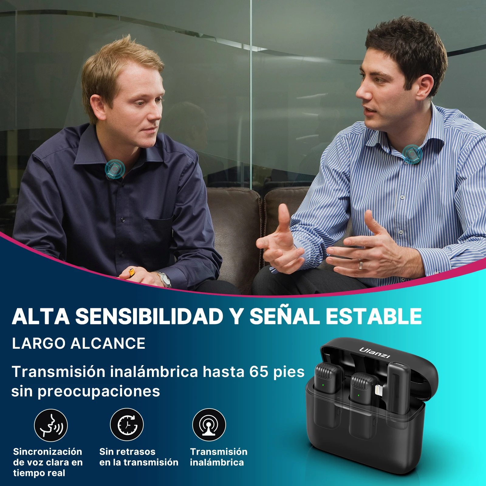 Ulanzi J12 micrófono Lavalier inalámbrico grabación de Audio y vídeo Mini micrófono Plug Play para teléfono inteligente Android iPhone transmisión en vivo
