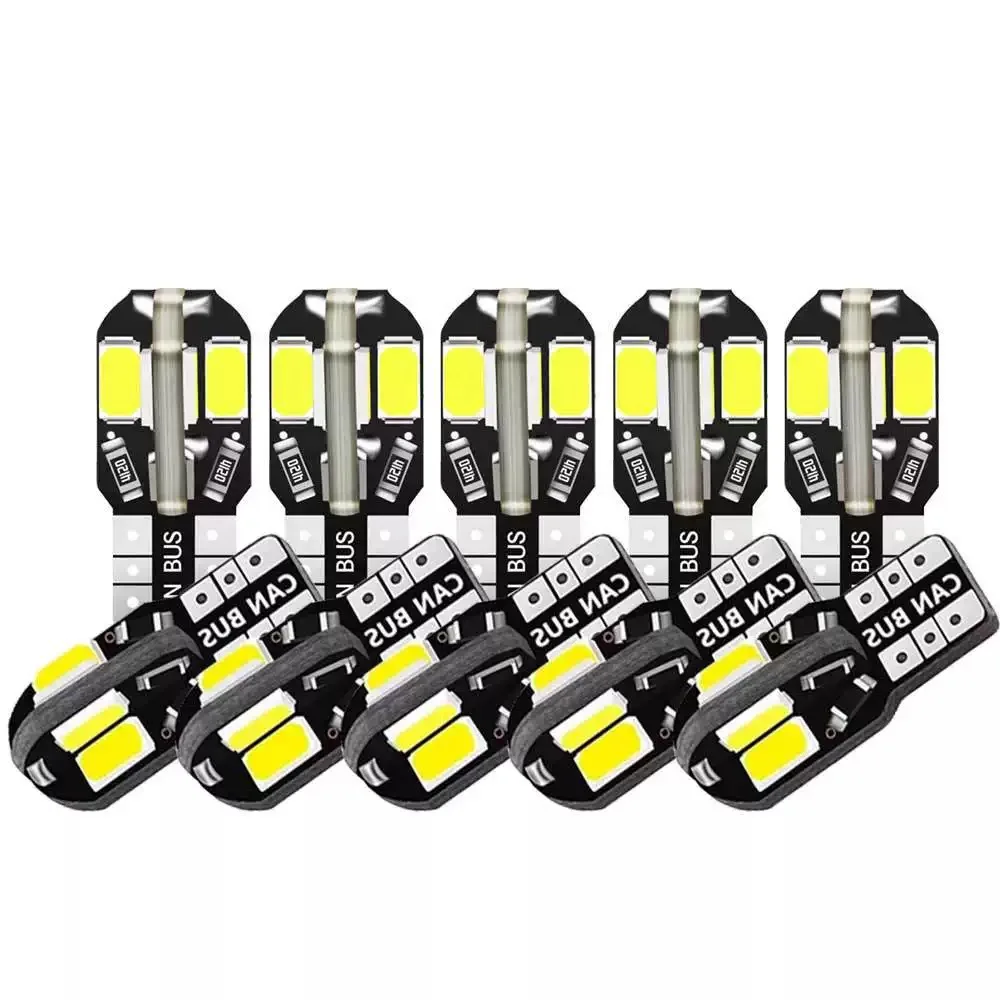 10 pièces T10 w5w Led Canbus sans erreur voiture intérieur ampoule blanc 5730 8 SMD LED 12V voiture côté cale lumière blanc lampe ampoule