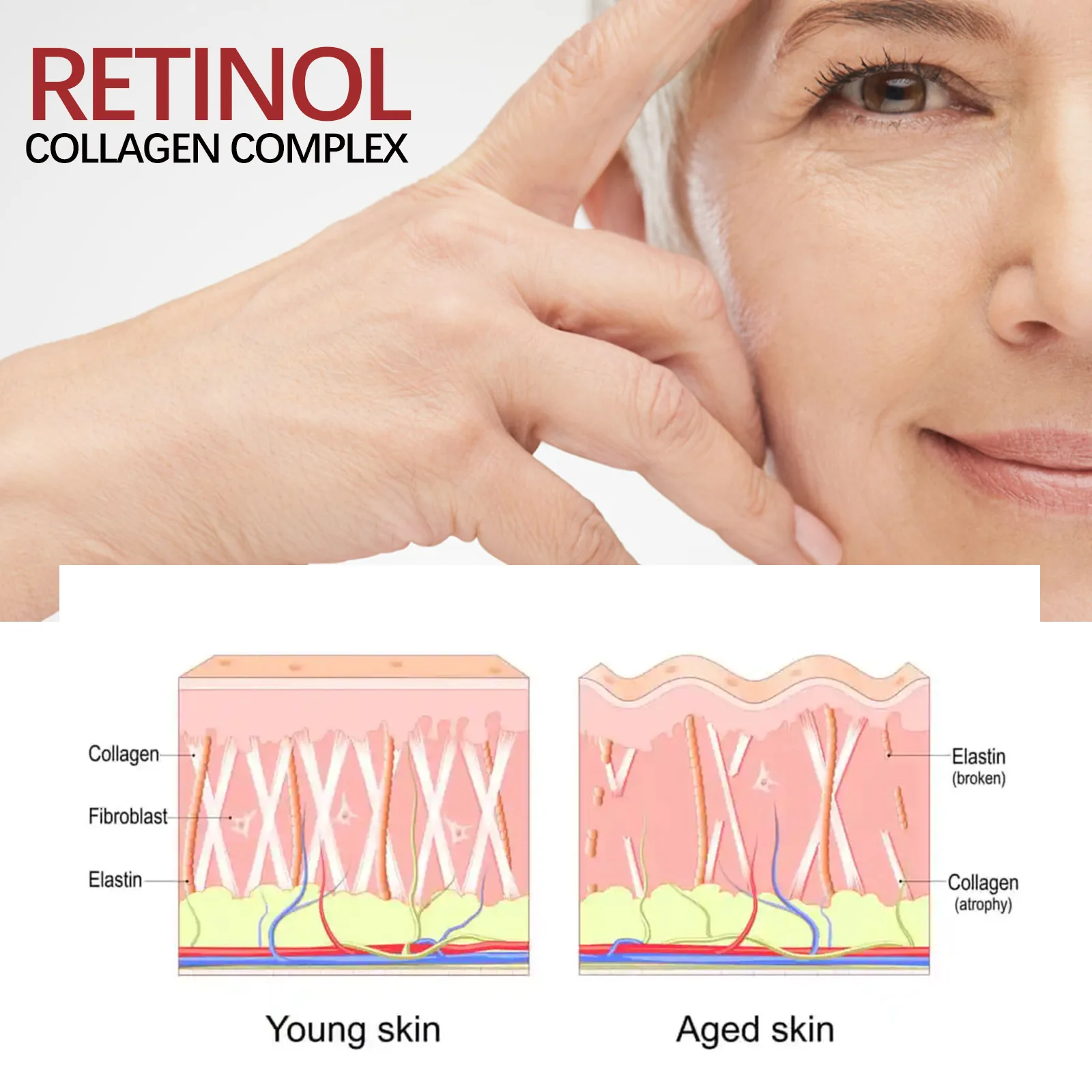 Retinol removedor de rugas rosto conjunto instantâneo endurecimento levantamento anti-envelhecimento soro desvanece-se linhas finas clareamento coreano produtos de cuidados com a pele