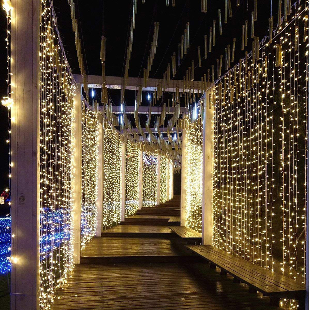 Kurtyna świetlna Feston LED Sopel lodu String Light Możliwość podłączenia Ozdoby sylwestrowe Girlanda 3x1 / 3x2 / 3x3 / 6x3m Dekoracje świąteczne do domu 2024 Na Boże Narodzenie / Dom / Ślub / Impreza / Dom / Wystrój p