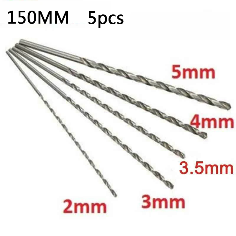 5 Chiếc 2Mm 3Mm 3.5Mm 4Mm 5Mm Thép Tốc Độ Cao HSS Dài Thêm Mũi Khoan Xoắn khoan Bộ Cho Gỗ Lỗ Mở