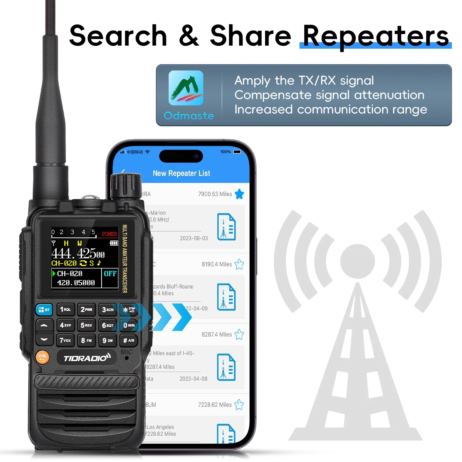 TIDRADIO H3 Walkie Talkie profesional aplicación de teléfono programación inalámbrica dispositivo inalámbrico multibanda Radio de banda de largo alcance TD-H3