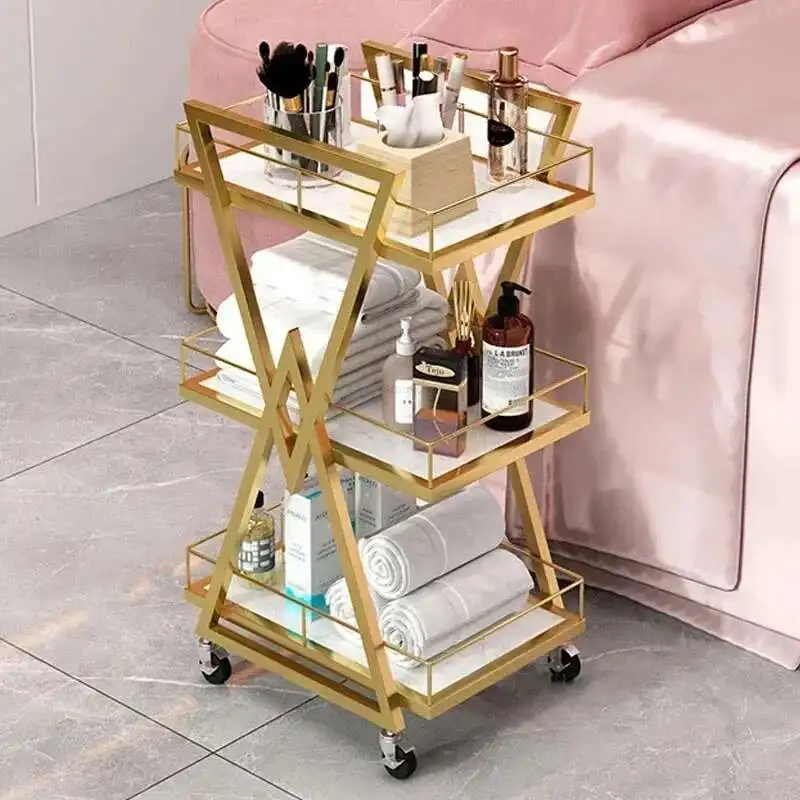 Profissional Iron Salon Trolleys com rodas, Carrinho de ferramentas do salão de beleza, Nordic Salon Furniture, Carrinho auxiliar