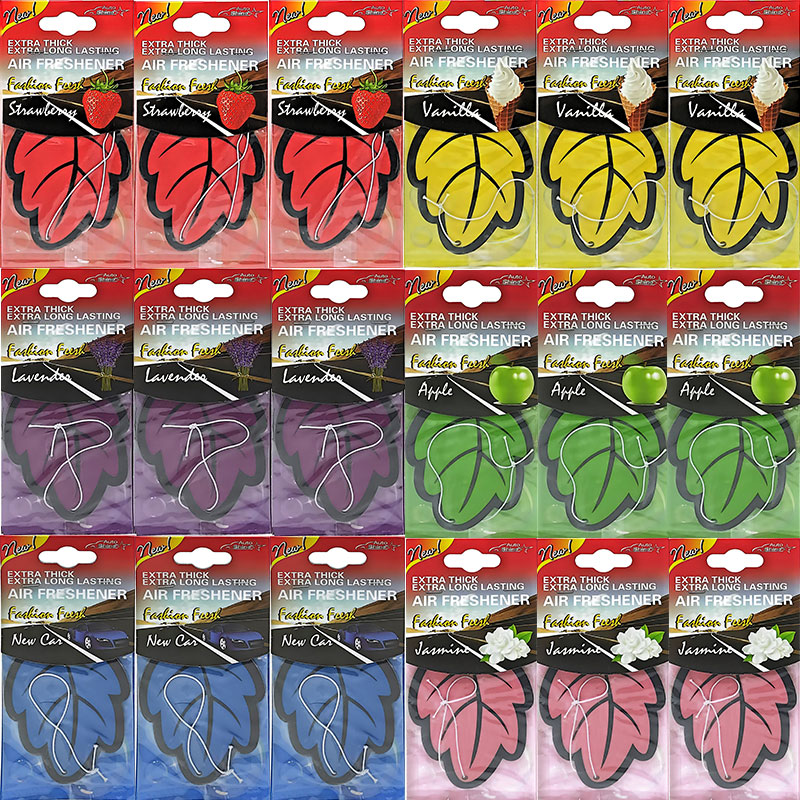 3-60pcs Deodorante per auto Carta da tè profumata naturale Auto Appeso Vaniglia Profumo Fragranza a forma di foglia Accessori auto Interni