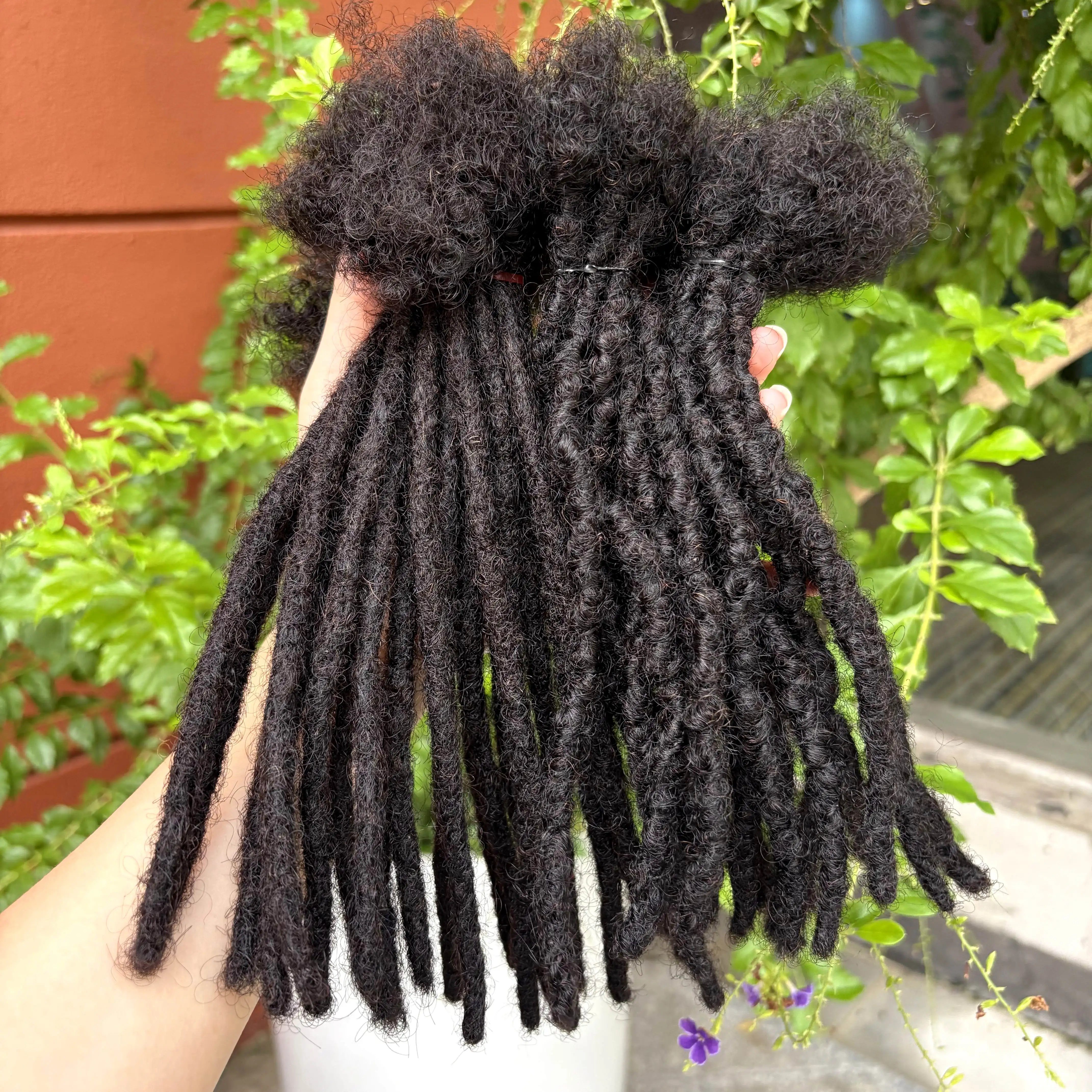 0.6cm regular dreadlock extensões de cabelo humano 4-8 Polegada espessura locs inter extensões para mulheres homens crianças artesanal permanente locs