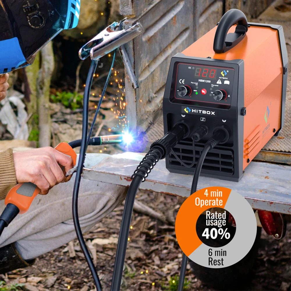 HITBOX Mig Welding Machine Synergy HBM1200 Semi-Automatic 3 in 1 Inverter Tig Argon Arc MIG Gas-Less Soldering Welder 110V 220V