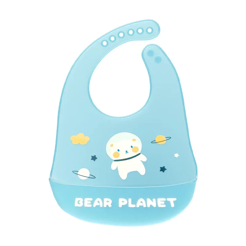 Baberos impermeables para bebé, bonito babero con estampado de animales de dibujos animados para niño y niña, babero de silicona suave ajustable, material de alimentación de bebé