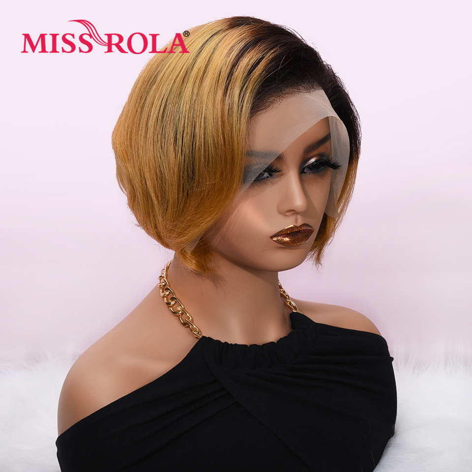 Miss Rola Pixie Cut 13x4 kurze Perücken Spitze Front Echthaar Perücken Remy Natural Wave Perücken vor gezupft 180% Dichte