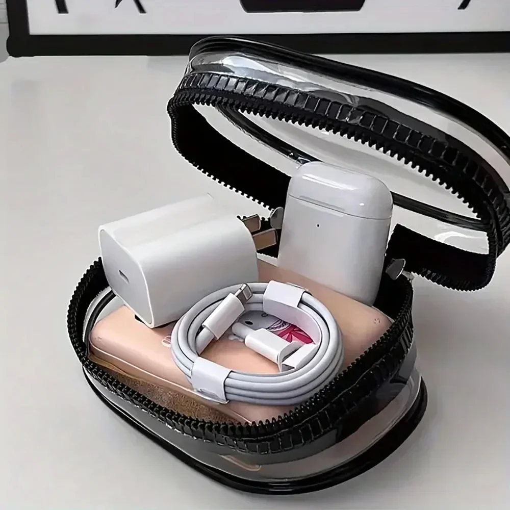 Estuche para auriculares, Protector transparente colorido, caja de 1/2 Uds., muñecas de peluche, bolsa organizadora de exhibición para exteriores con llavero, accesorios para muñecas
