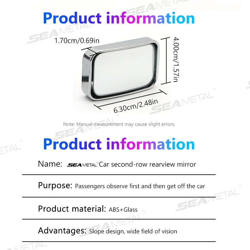 SEAMETAL 2 Stück Rückspiegel für den Rücken, Beifahrer, HD-Glas, Weitwinkel, konvexer Spiegel, verstellbarer Auto-Rückspiegel für den toten Winkel