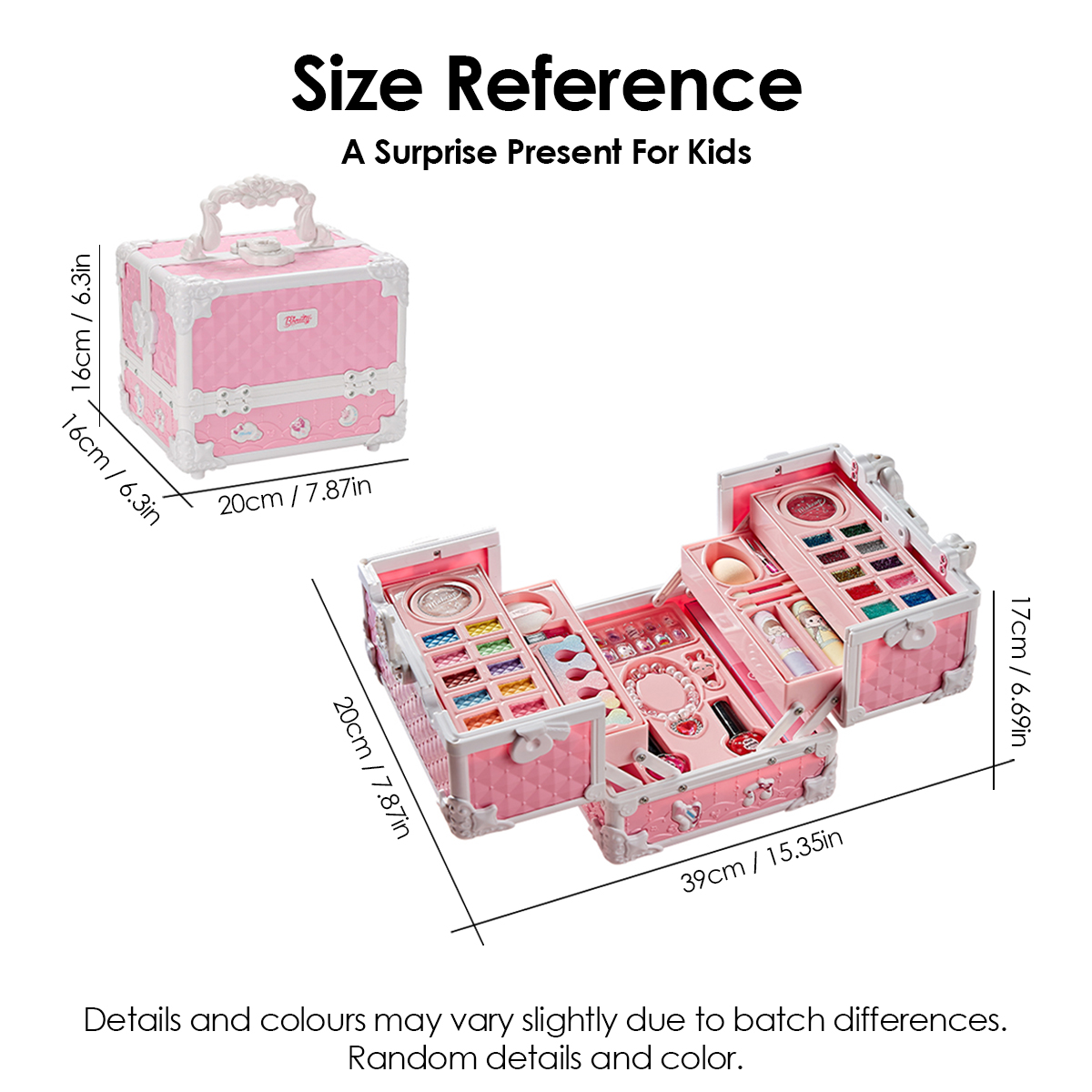 Kinder-Make-up-Set für Mädchen, Prinzessin, echt waschbar, Rollenspiel-Kosmetik-Set, Spielzeug mit Spiegel, ungiftig und sicher, Geburtstagsgeschenke