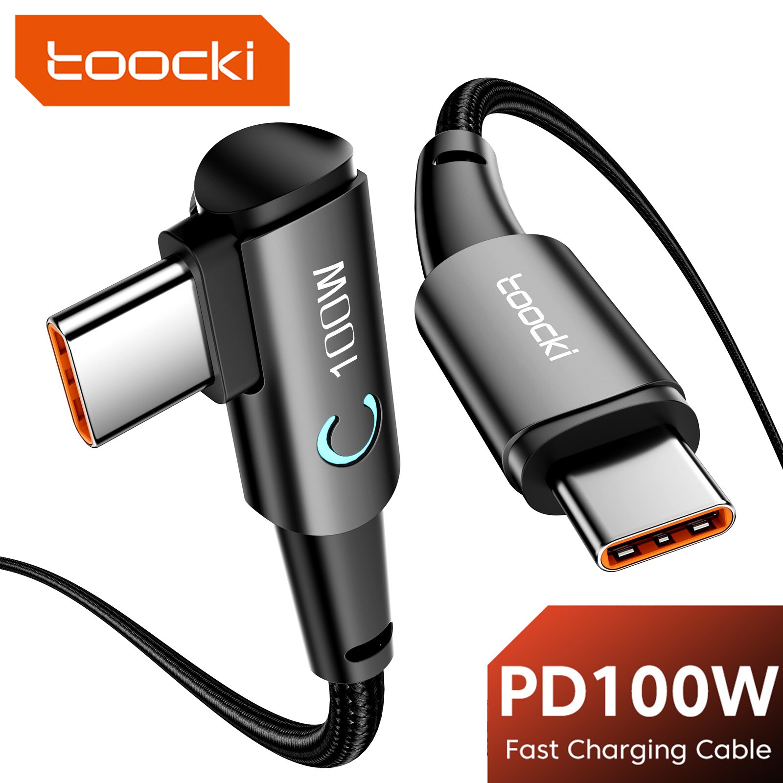 Toocki 100W cavo da USB C a USB C 90 gradi per iPad MacBook Pro Xiaomi Samsung Huawei cavo data di ricarica rapida di tipo C