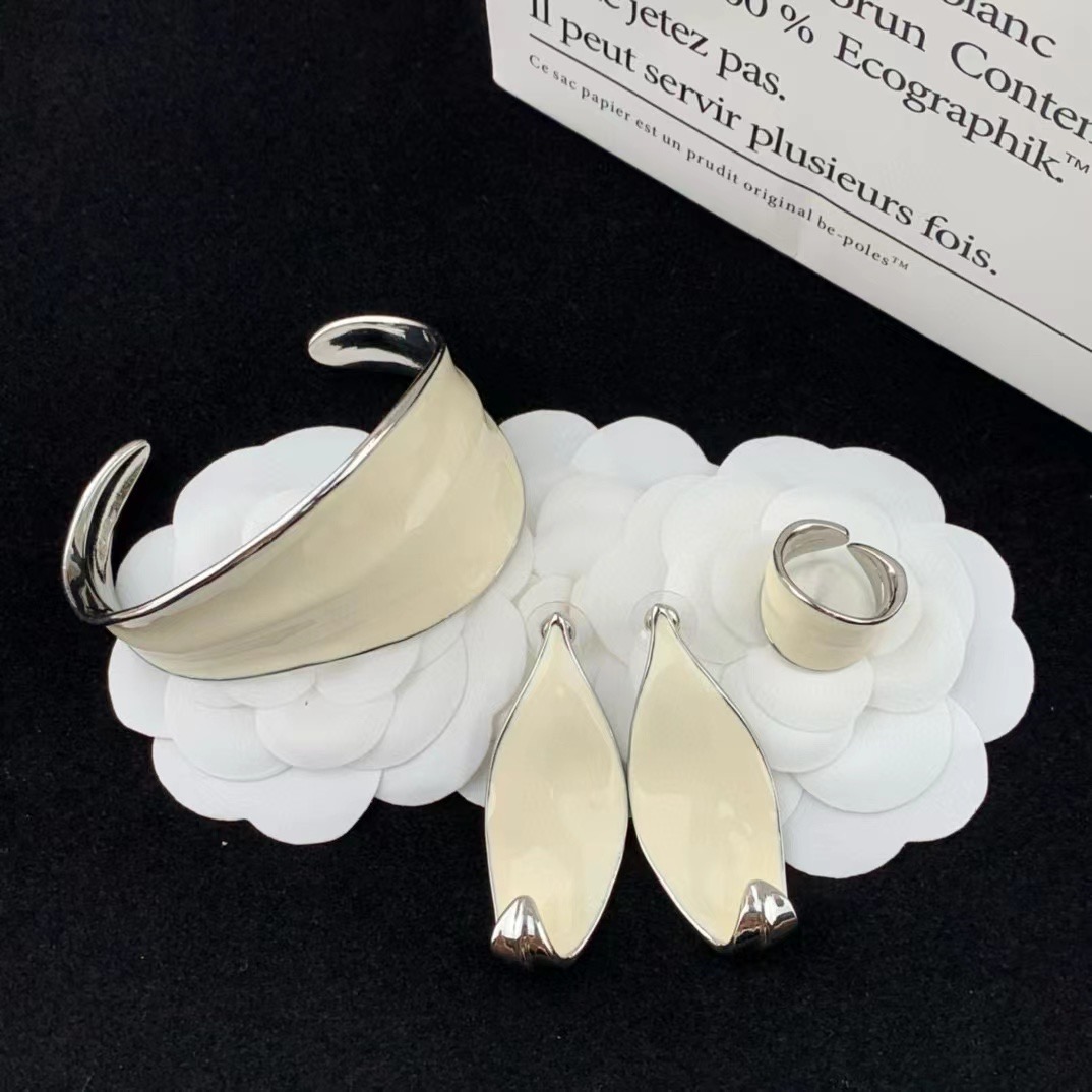 Pendientes irregulares de esmalte blanco para mujer y niña, pulsera Vintage, accesorios de joyería