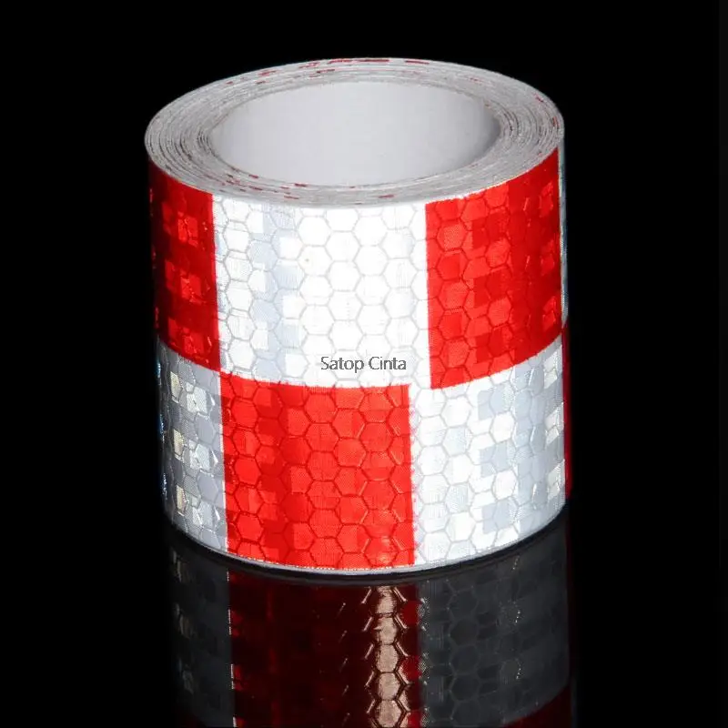 50mmx10m Shining Grid Reflective Warning Self-adhesive Waterprood High Reflection Red Yellow Black Fluorescent Stikcer For Truck