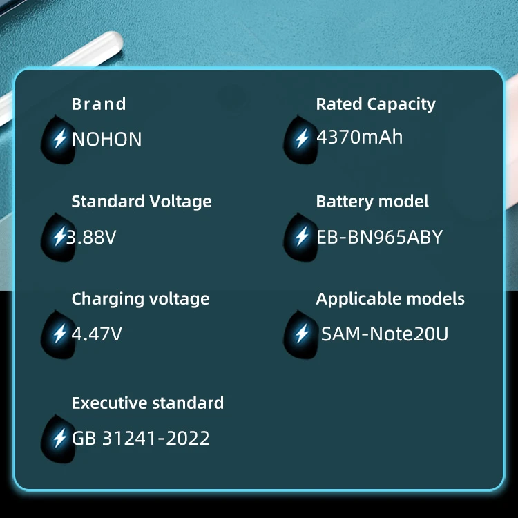 NOHON Phone Battery for Samsung Galaxy Note 20 Ultra 5G S21 Plus S20 FE S10 S10X S10E S21+ S20+ S10+ Note10 Batteries