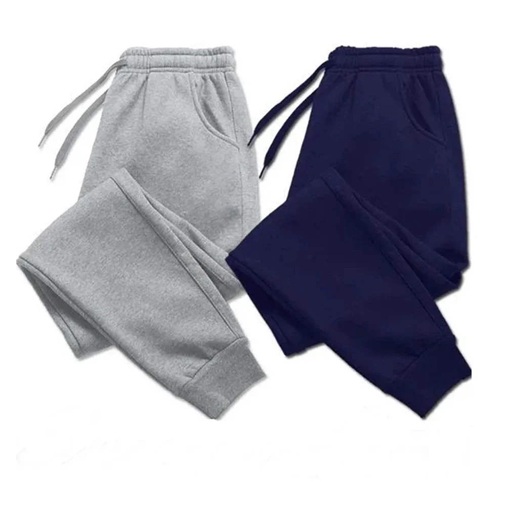 Calças casuais masculinas outono inverno velo sweatpants homens correndo jogger esportes ginásio moda cor sólida treino calças compridas