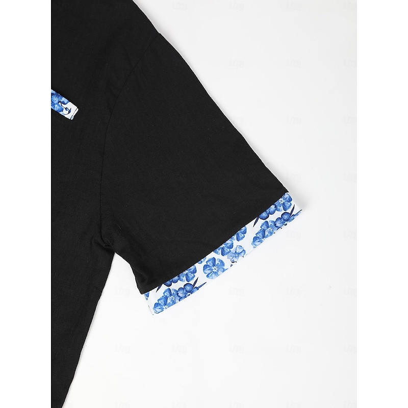 Herenoverhemd Linnen overhemd Zomershirt Strandkleding Overhemd met knopen Effen kleur Vakantie Zwart Wit Roze Marine Korte mouw Revers XS-5XL