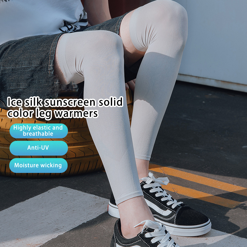 滑り止めレッグウォーマー,冷却スポーツギア,アイスシルク,UV保護,サイクリングおよびランニング脚スリーブ,夏