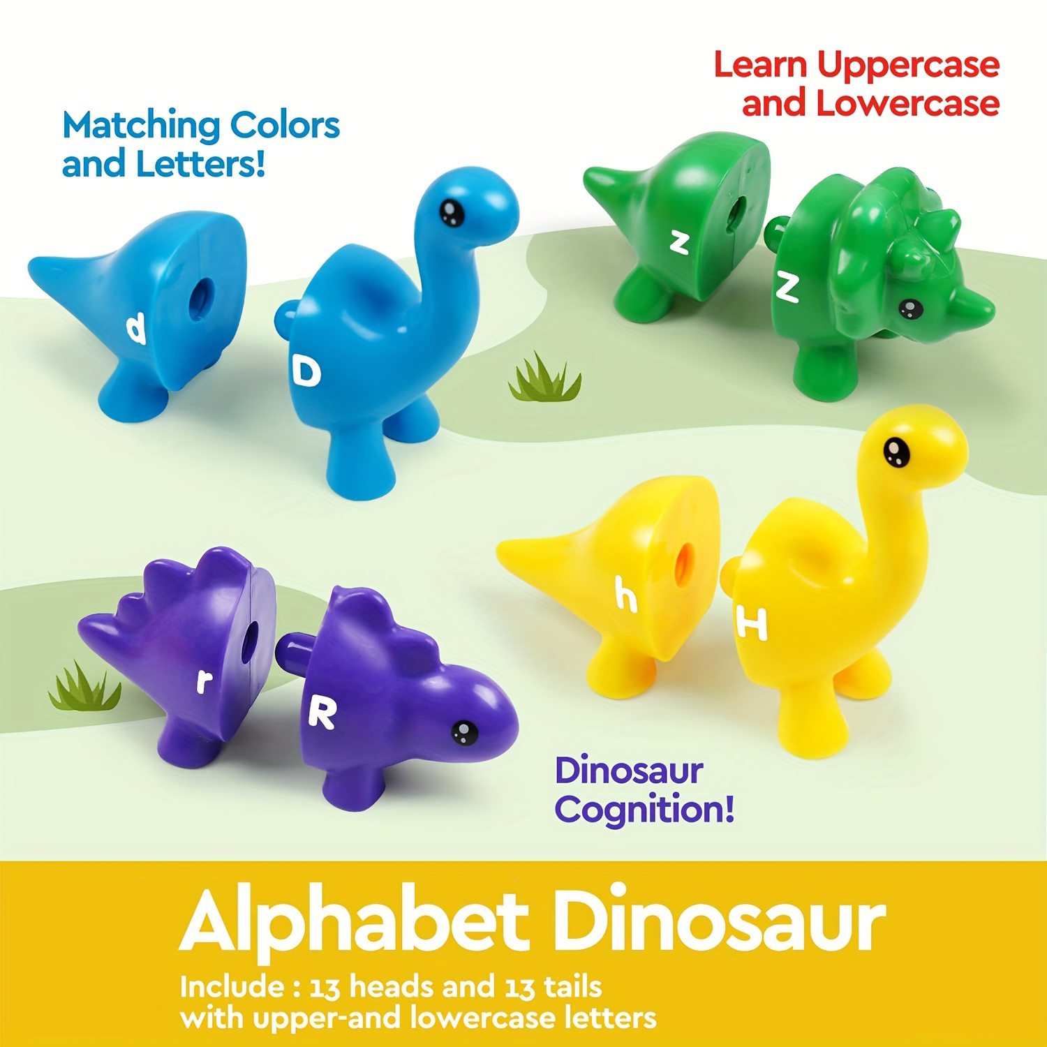 Dinosaurier-Matching-Spiel, Spielzeug, Alphabet-Matching/Zahlen-Matching, Montessori-Spielzeug für Kinder, Lernen von Farben, Zahlen, Buchstaben, Spielzeug
