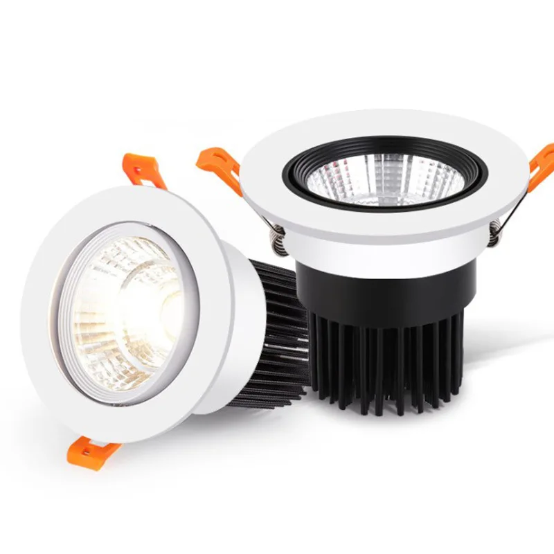 Luz descendente LED regulable integrada, focos de luz de techo COB con ángulo ajustable, 7W, 9W, 12W, 15W, 18W, AC85-260V giratorio, iluminación interior