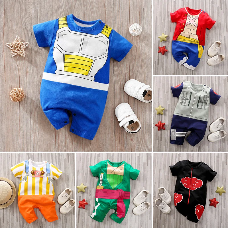 Ropa para recién nacidos, bonito juego de rol de Anime, algodón, cómodo y suave, mono de bebé de manga corta de verano para niños y niñas de 0 a 18 años