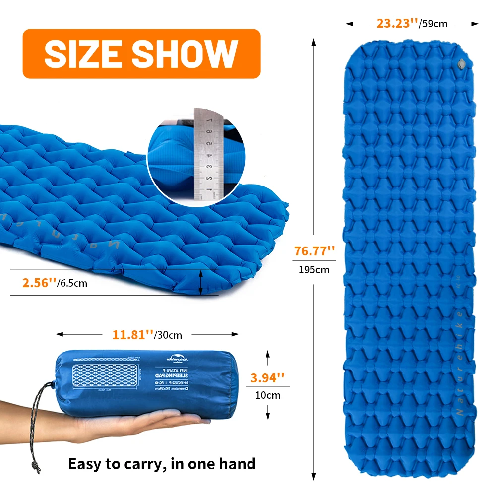 Naturehike-colchón inflable para acampar, colchoneta de aire ultraligera para dormir al aire libre, cama plegable para senderismo