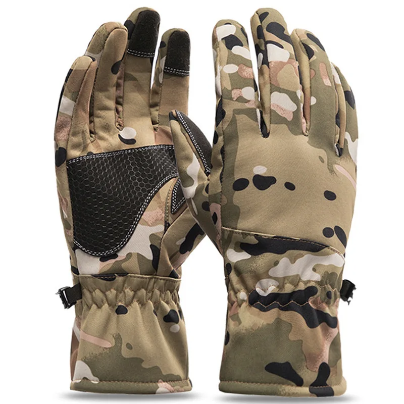 Männer Frauen 2023 Winter Camouflage Fleece Verdickte Ski Handschuhe Warme Rutschfeste Wind- Und Wasserdichte Touchscreen Wandern Handschuh