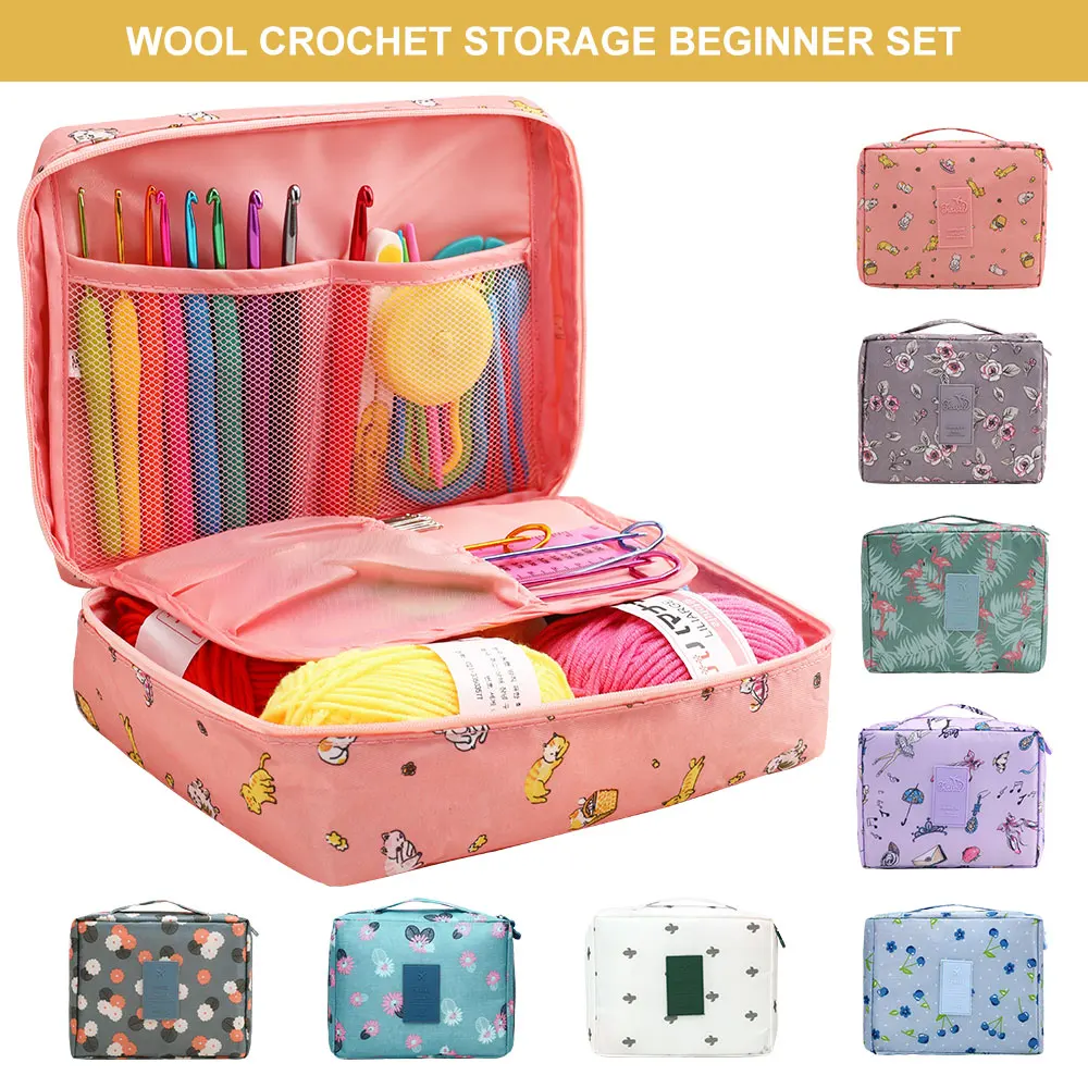 59 unids/set conjunto de ganchillo DIY Kit de ganchillo para principiantes con bolsa de almacenamiento paquete de Material herramientas portátiles de costura y almacenamiento