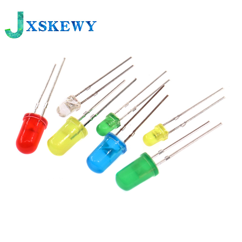 100 개/몫 3mm 5mm LED 레드 그린 옐로우 블루 화이트 F3 F5