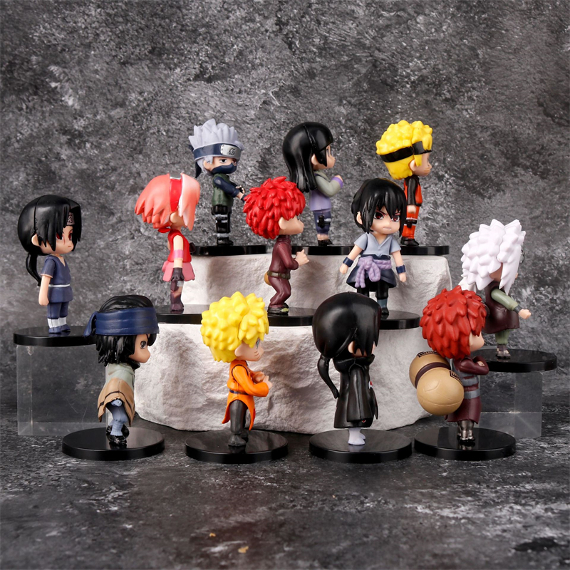 12 Teile/satz Naruto Q Verison Figur Spielzeug Nette Anime Mini Sasuke Kakashi Itachi Gaara Jiraiya Kawaii PVC Action Figur Modell Puppe