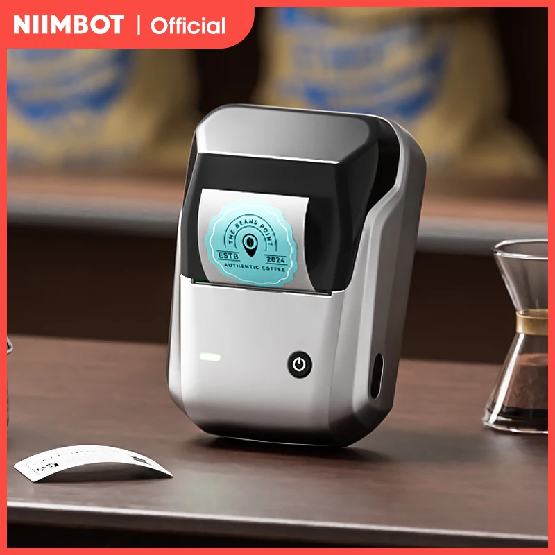 NIIMBOT-impresora térmica portátil B1 con cintas, impresora de etiquetas adhesivas de 2 pulgadas, Mini fabricante de pegatinas Bluetooth, compatible con teléfonos inteligentes y PC