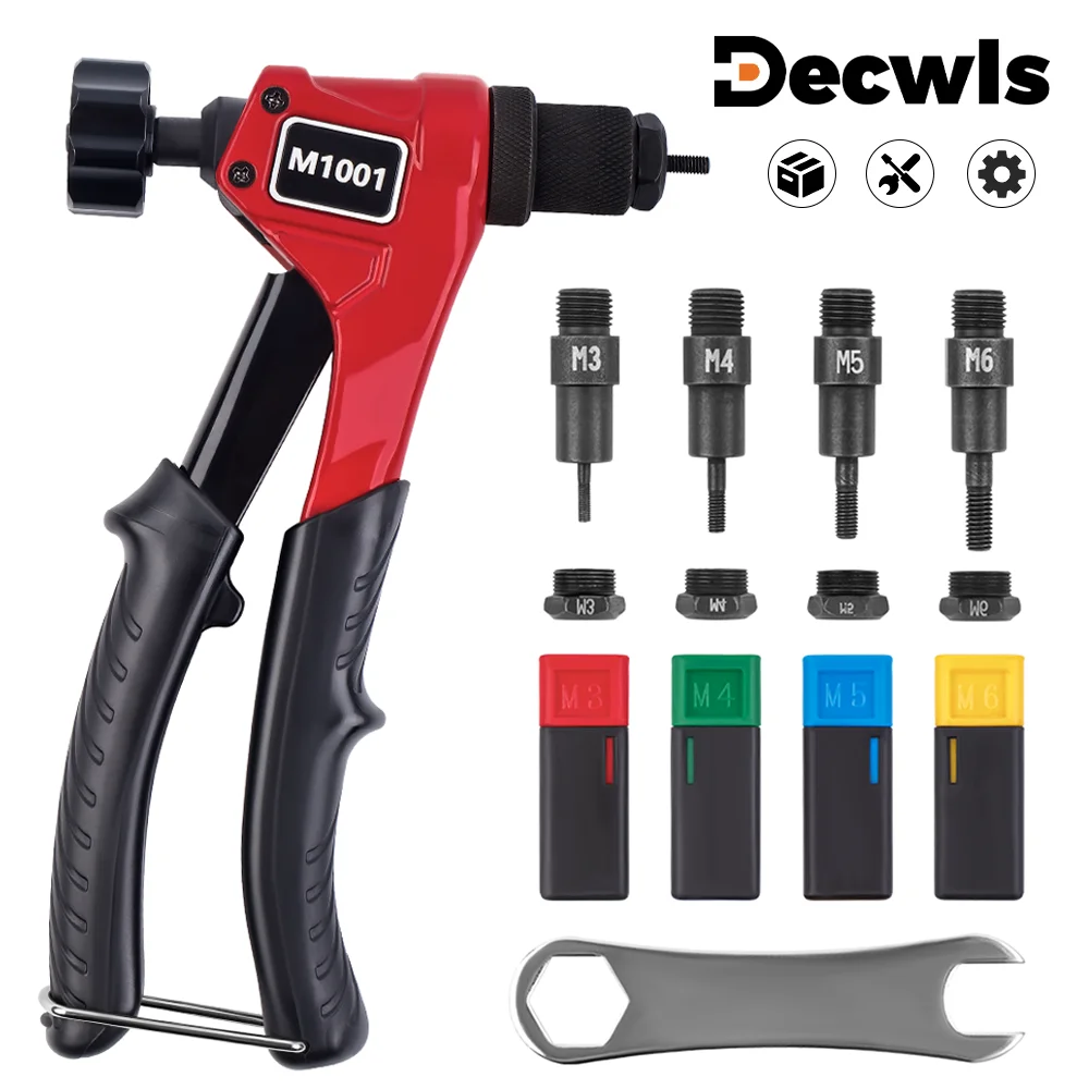 Pistola de porca de rebite manual, máquina de rebitagem doméstica multi-especificações M3 M4 M5 M6, ferramenta de rebitagem multifuncional portátil, ferramenta de rebitagem rápida de inserção de porca de rebite
