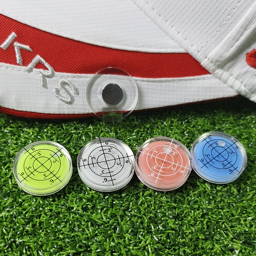 Clipe de plástico para chapéu de golfe, clipe para chapéu de clube de golfe com marcador de bola magnética removível, marcas de função de nível de golfe, clipe magnético para boné