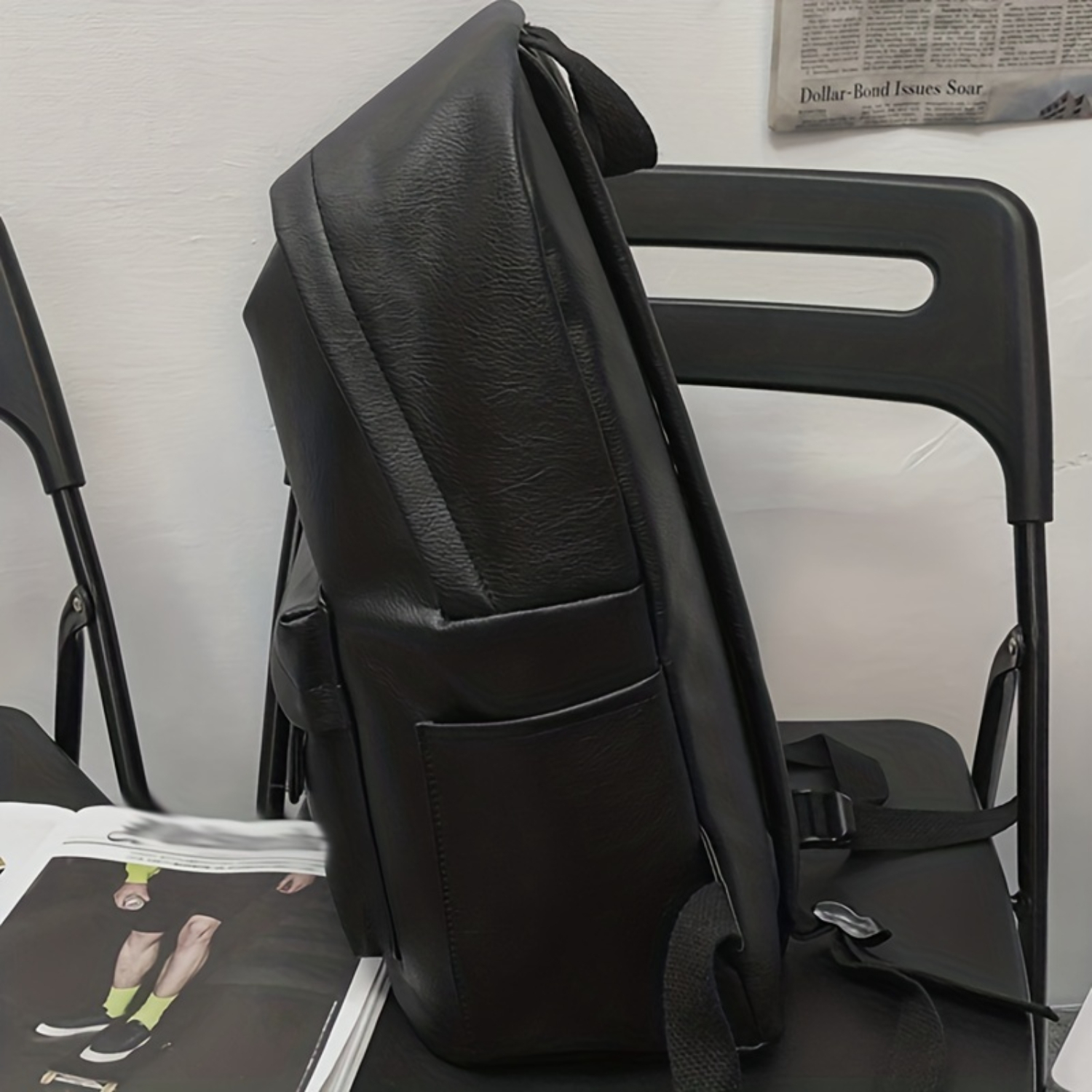 大容量PUレザースクールバックパック - ファッション旅行通勤バッグ