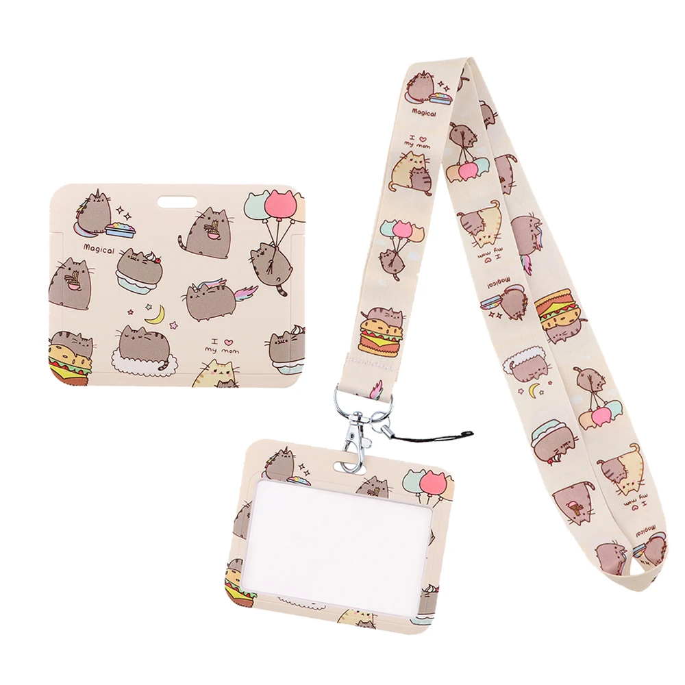 ER1524 Kawaii Mèo Dây Đeo Cổ Dây Chìa Khóa Chứng Minh Thư Tập Gym Di Động Điện Thoại USB Huy Hiệu Giá Đỡ Tự Làm Dây Treo lariat Dây