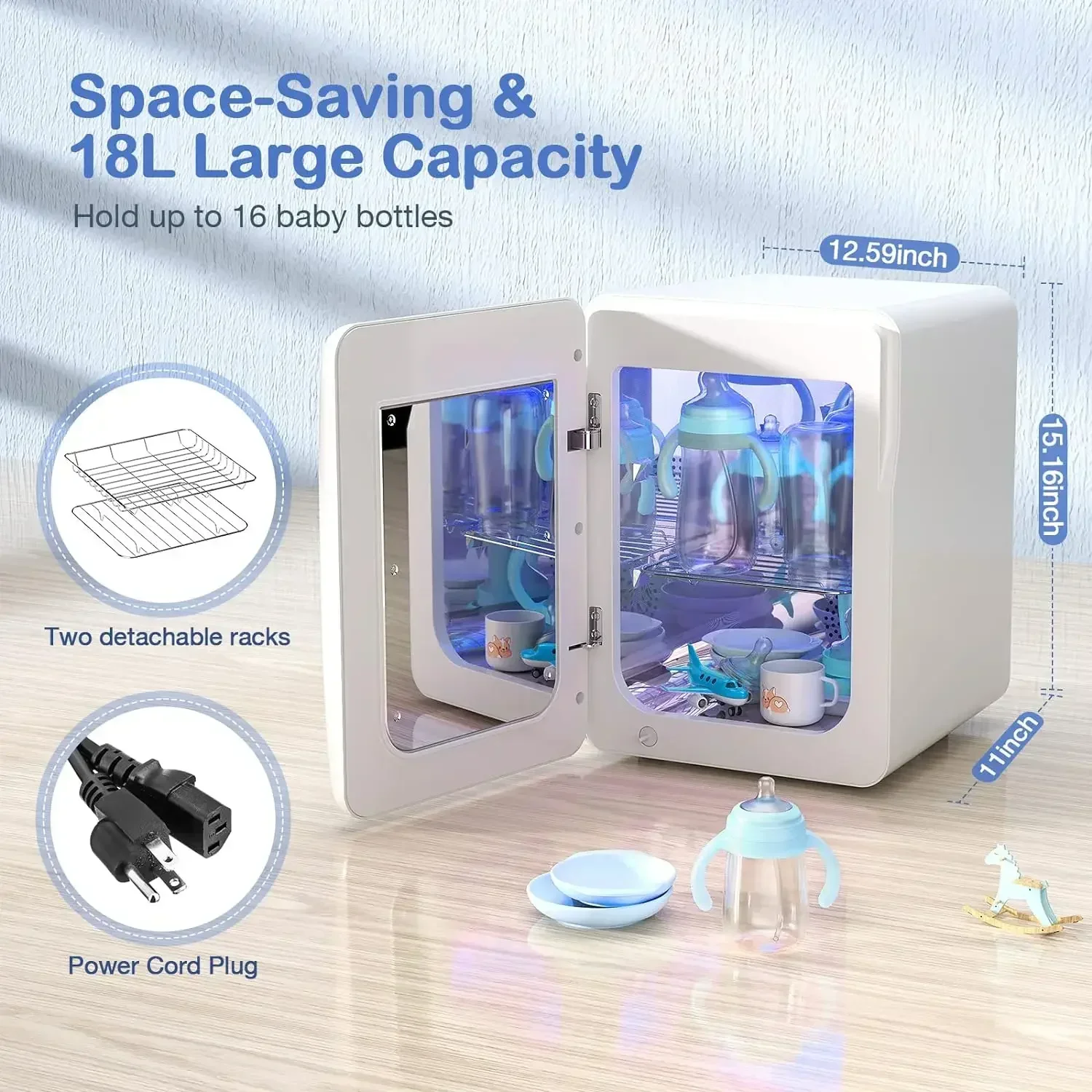 赤ちゃん用の授乳用ボトル,UVライト,乾燥機,家族全員用のUV-Cランプ,大容量,タッチコントロール付き