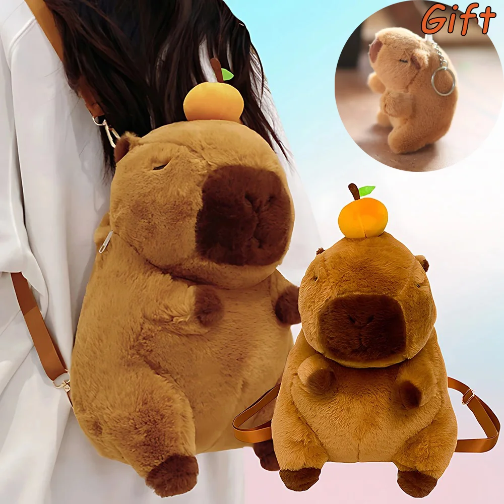 Capybara 봉제 배낭 귀여운 패션 봉제 인형 모피 가방, 어린이 가방, 숄더백, 미니 배낭 가방, 여자 친구 선물
