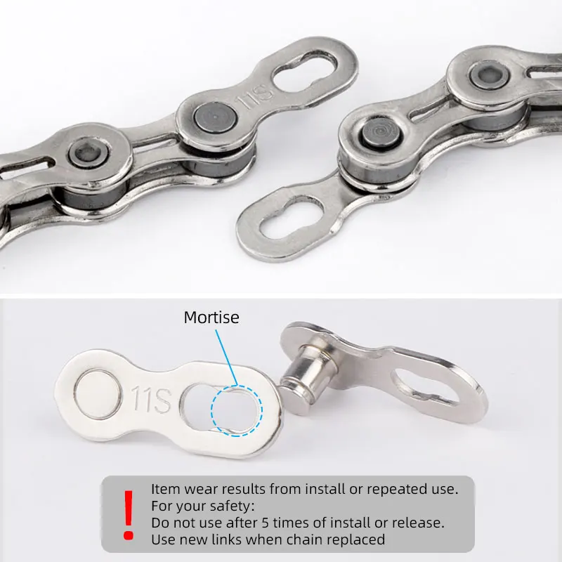 6 Pairs Bicycle Quick Link& Release for 1/6/7/8/9/10/11/12 Speed Chain Reusable Carbon Steel Missing Link Silver Gold Connector
