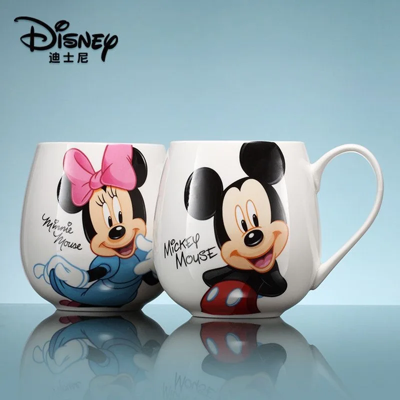Taza de bebida recta de dibujos animados de Disney, Pooh, Mickey Mouse, tazas de cerámica de Minnie Goofy, taza de café con mango de leche