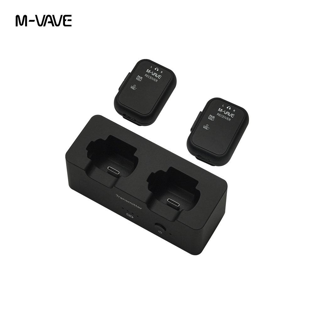M-VAVE SWS12 WP-12 2,4G sistema de Monitor de auriculares inalámbricos, transmisor recargable 2 receptores con botón de volumen, función de silencio