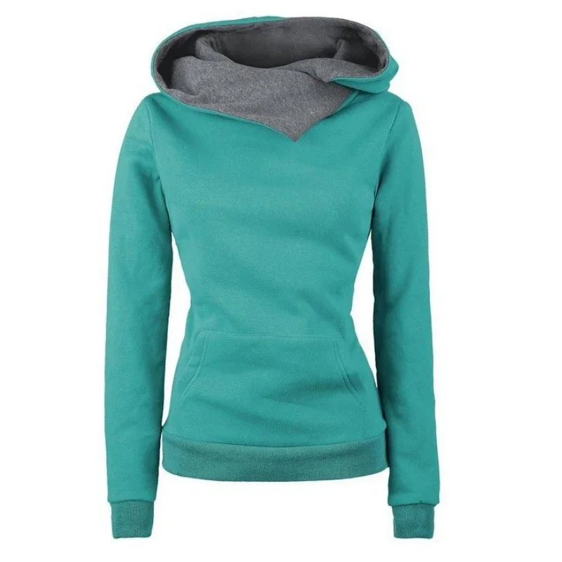 Primavera otoño sudaderas con capucha mujer chándal Color sólido moda manga larga jerseys Navidad Casual cálido sudaderas con capucha Tops
