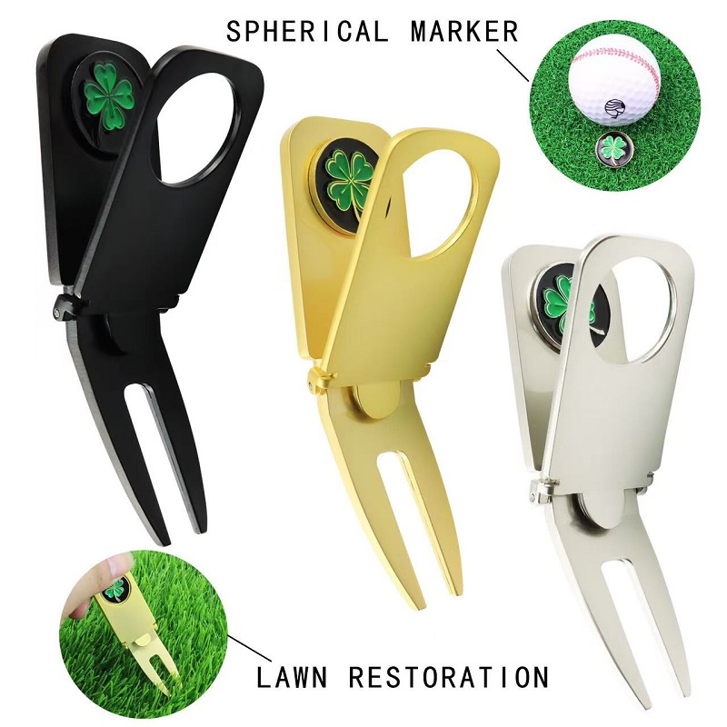 กอล์ฟ Divot ซ่อมเครื่องมือแม่เหล็กผู้ถือลูกกอล์ฟกอล์ฟผู้ถือซิการ์ใส่ส้อม PITCH Groove CLEANER อุปกรณ์กอล์ฟ Golf Mark