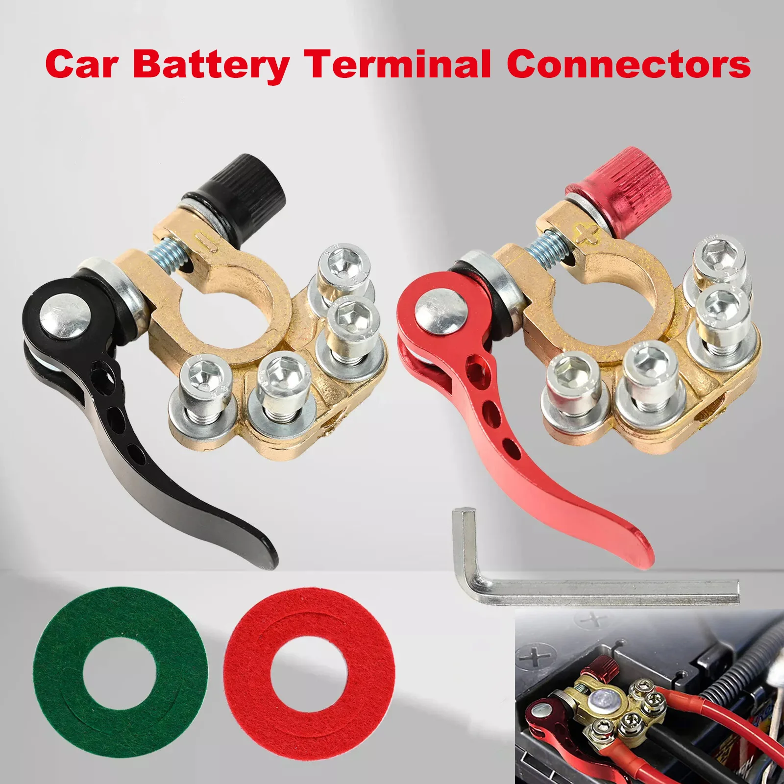 Aluminiumlegierung Autobatterieklemme 12V 24V Positive Negative Power Lug Posts Quick Release Top Clip Connectors