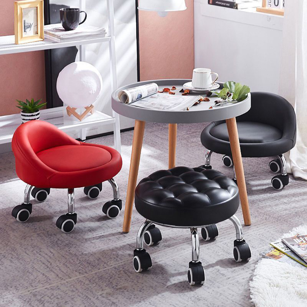 モバイルホイール付き小型スツール、コーヒーツール、パチレンズウォーキング、回転プーリー、ロースツール、ユニバーサルホイール、フット修理、美しいfu
