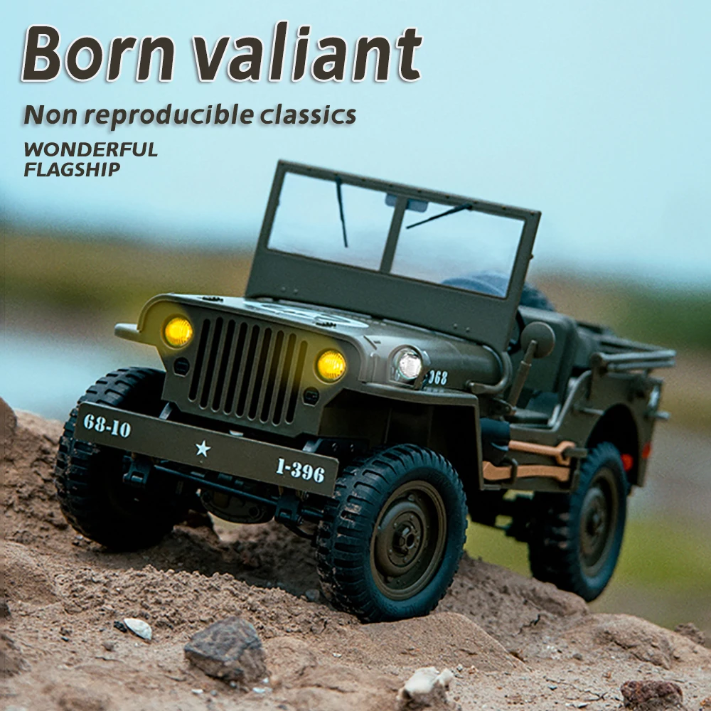 JJRC C8815 Retro Rc Car With LED Lights Full-scale Simulation Willis Professional 4WD Remote Control Pickup RC Truck Model Toys
