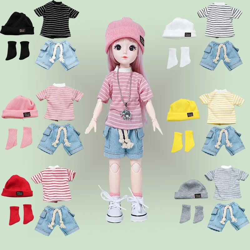 Doll's Clothes DIY Dress Up Fashion Doll Accessories T-shirt Shorts Suitable for Fat Dolls 30cm(Please refer to the size chart）