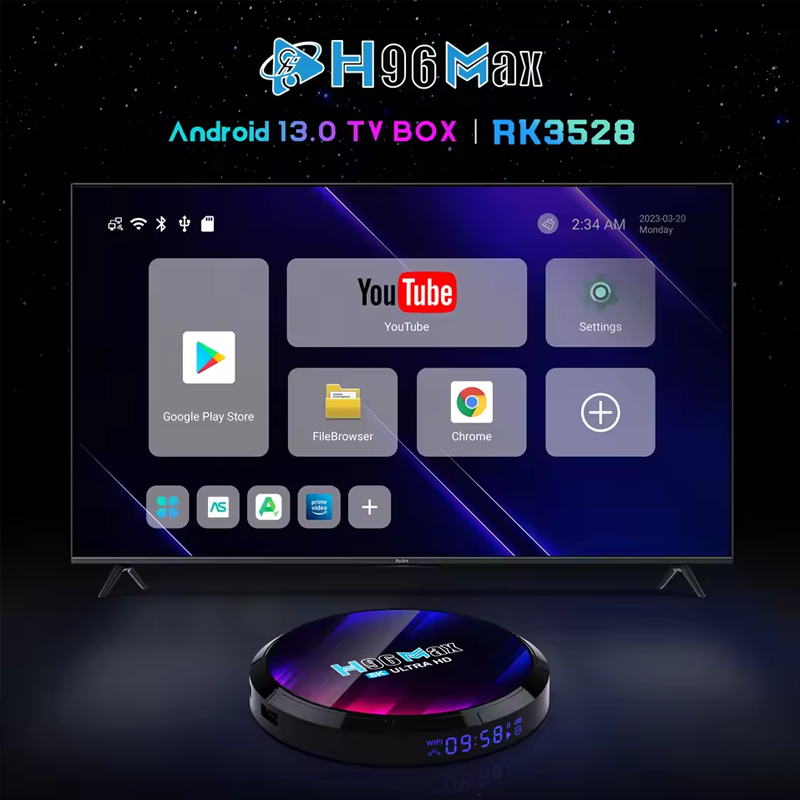 Android TV Box H96MAX RK3528 Android Box Suporte 2.4G/5.8G WiFi6 BT5.0 4K Vídeo Set Top TV Box Decodificar e jogar 8K 24Fps