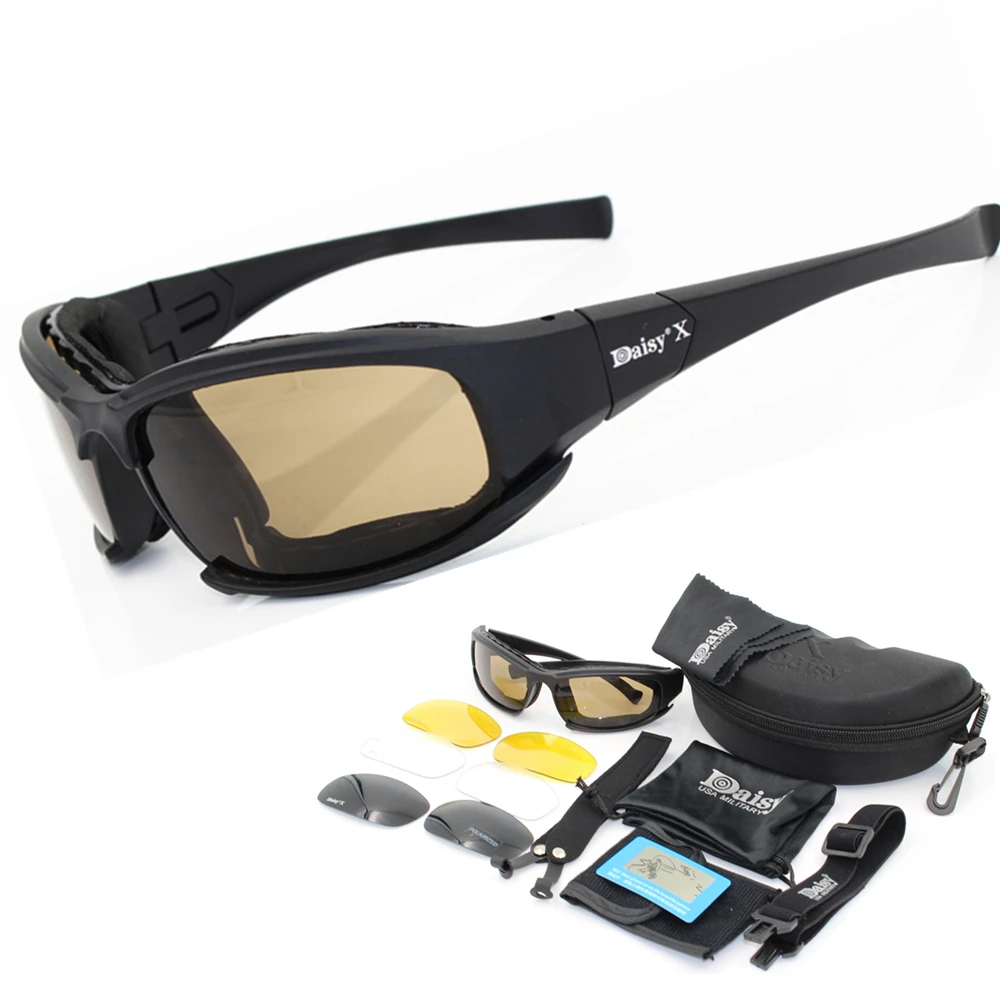 Gafas Daisy X7 para hombre, Gafas de sol polarizadas militares, Gafas de tiro airsoft a prueba de balas, lentes ahumados, Gafas para ciclismo y motocicleta